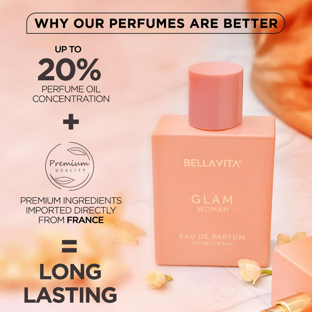 Bella Vita Luxury Skai and Glam Perfume for Unisex | EDP 100ml Each | Floral, Aquatic Long Lasting Perfume for Man & Woman