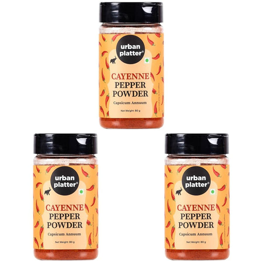 Urban Platter Cayenne Pepper Powder, 80g (Bold, Fiery Heat | Essential Culinary Spice | Known to Support Heart Health & Metabolism) (Pack of 3)