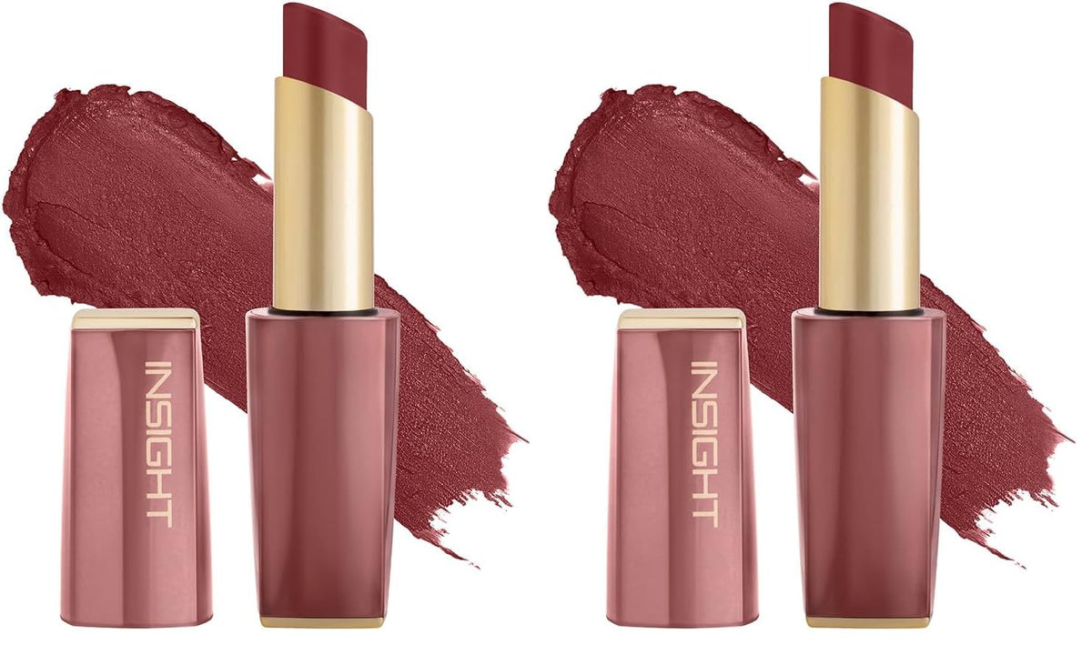 INSIGHT Pure Matte Lipstick - Flirt Alert| High Pigment, Long Lasting Smooth Matte Finish | Enriched with Vitamin E & Coconut Oil - 3.3 g (Pack of 2)