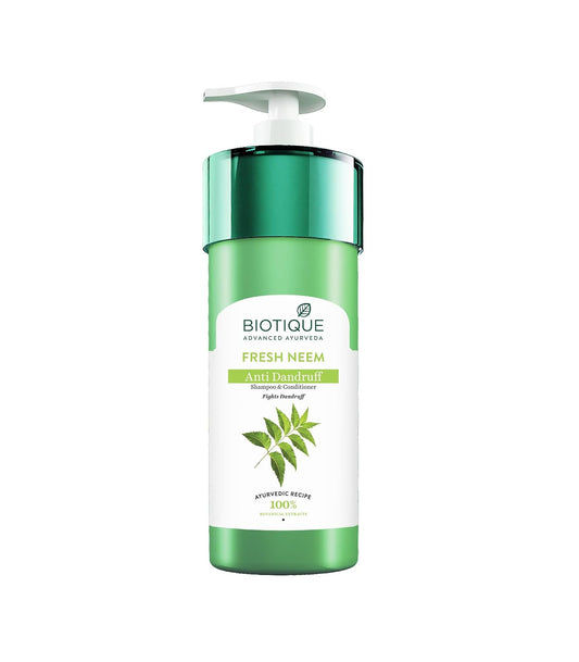Biotique Fresh Neem Anti Dandruff Shampoo and Conditioner | Controls Dandruff | Eliminates Dryness, Flaking, and Itching | Hair Looks Fresh and Lustrous |Suitable for All Skin Types | 800ml