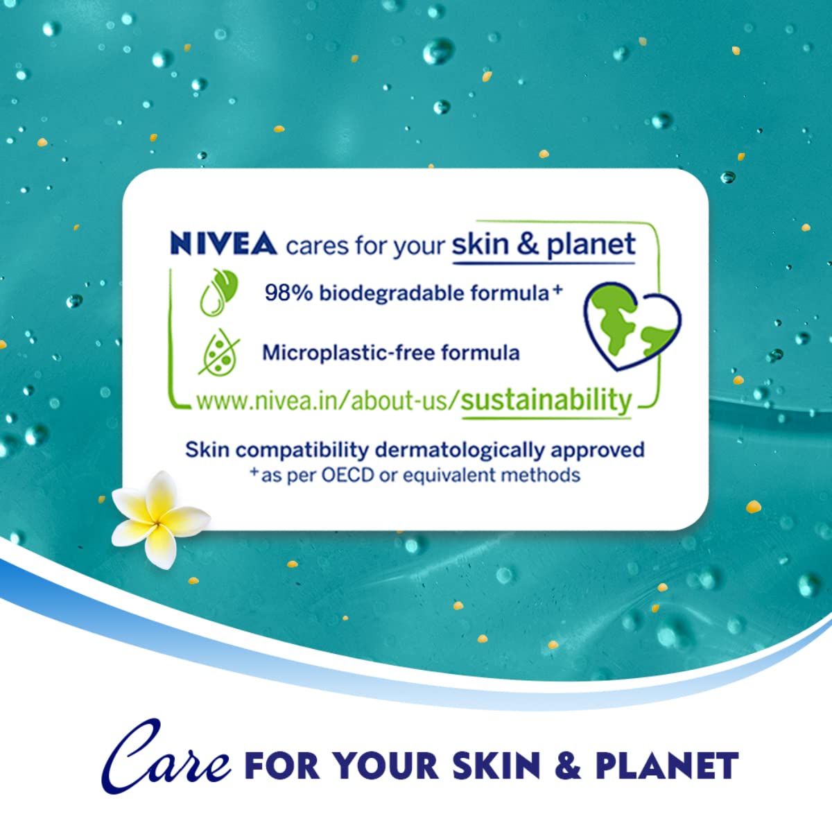 NIVEA Frangipani & Oil Body Wash, Moisturizing Shower Gel with Pure Glycerin, Vitamins C & E and Care Oil for Soft, Healthy & Moisturized Skin, Refreshing Body Cleanser, Microplastic Free, 125 ml