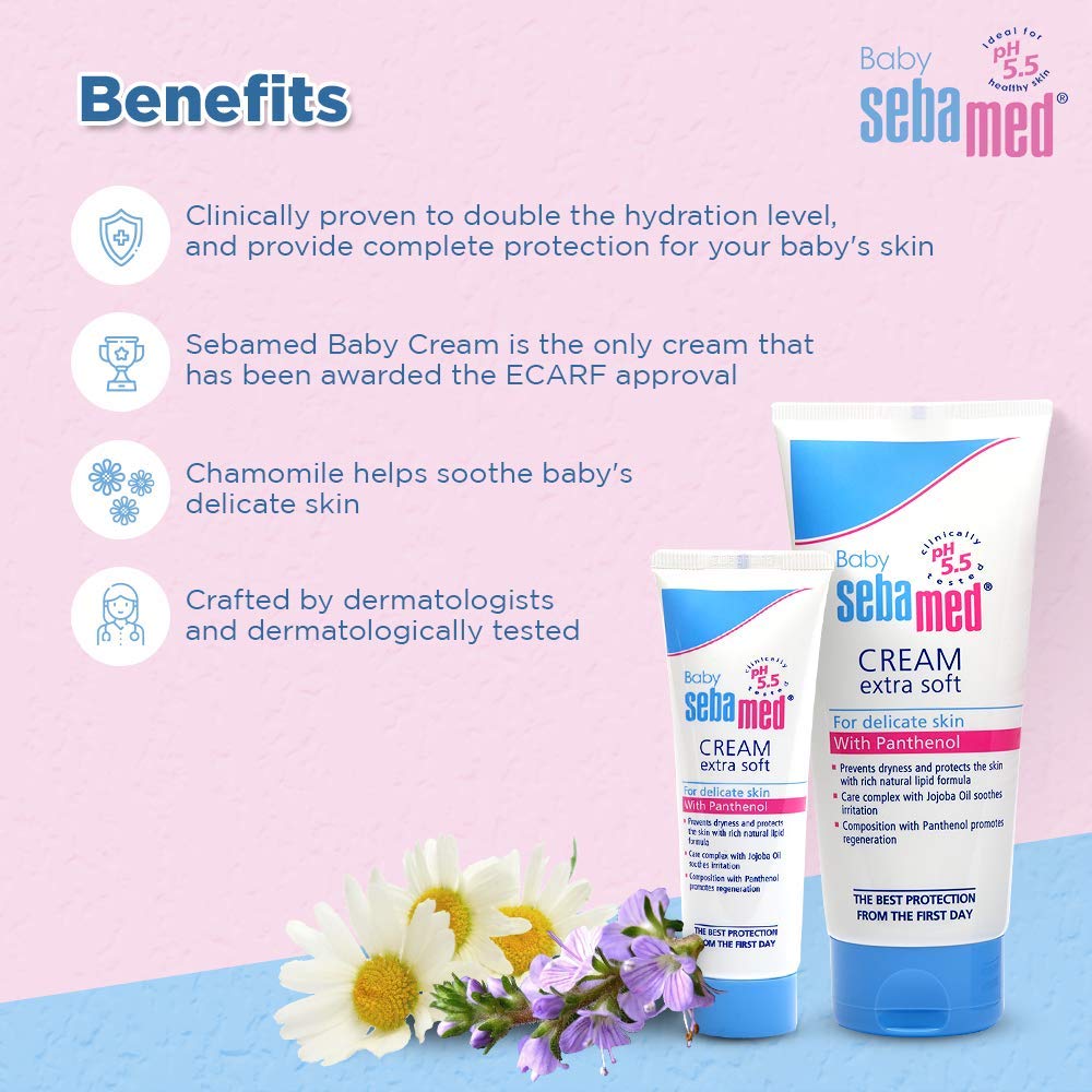 Sebamed Baby Cream Extra Soft|pH 5.5|Ideal for Dry Skin|50 ml (Pack of 3)