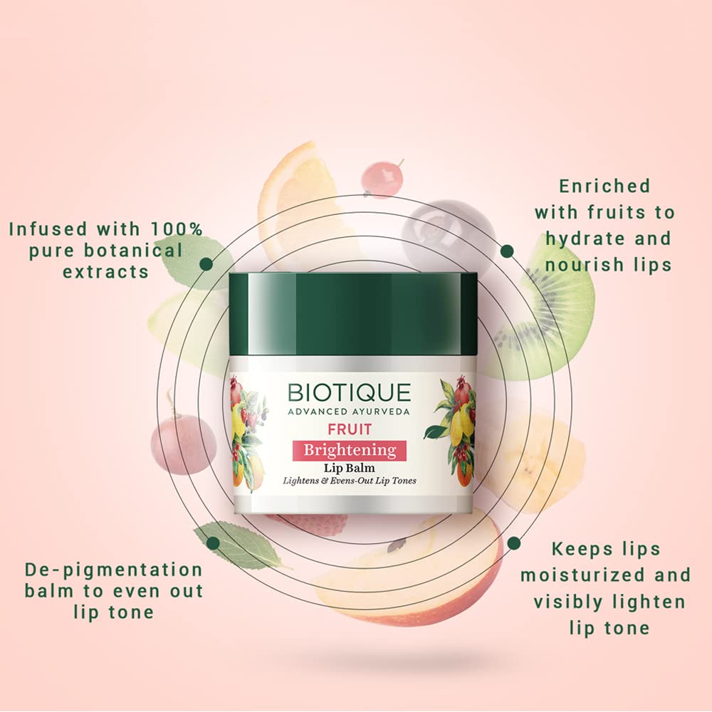 Biotique Almonmd Oil Deep Cleanse Purifying Cleansing Oil Face & Eye Makeup Remover For Normal to Dry Skin, 120ml & Biotique Bio Fruit Whitening/Brightening Lip Balm, 12g