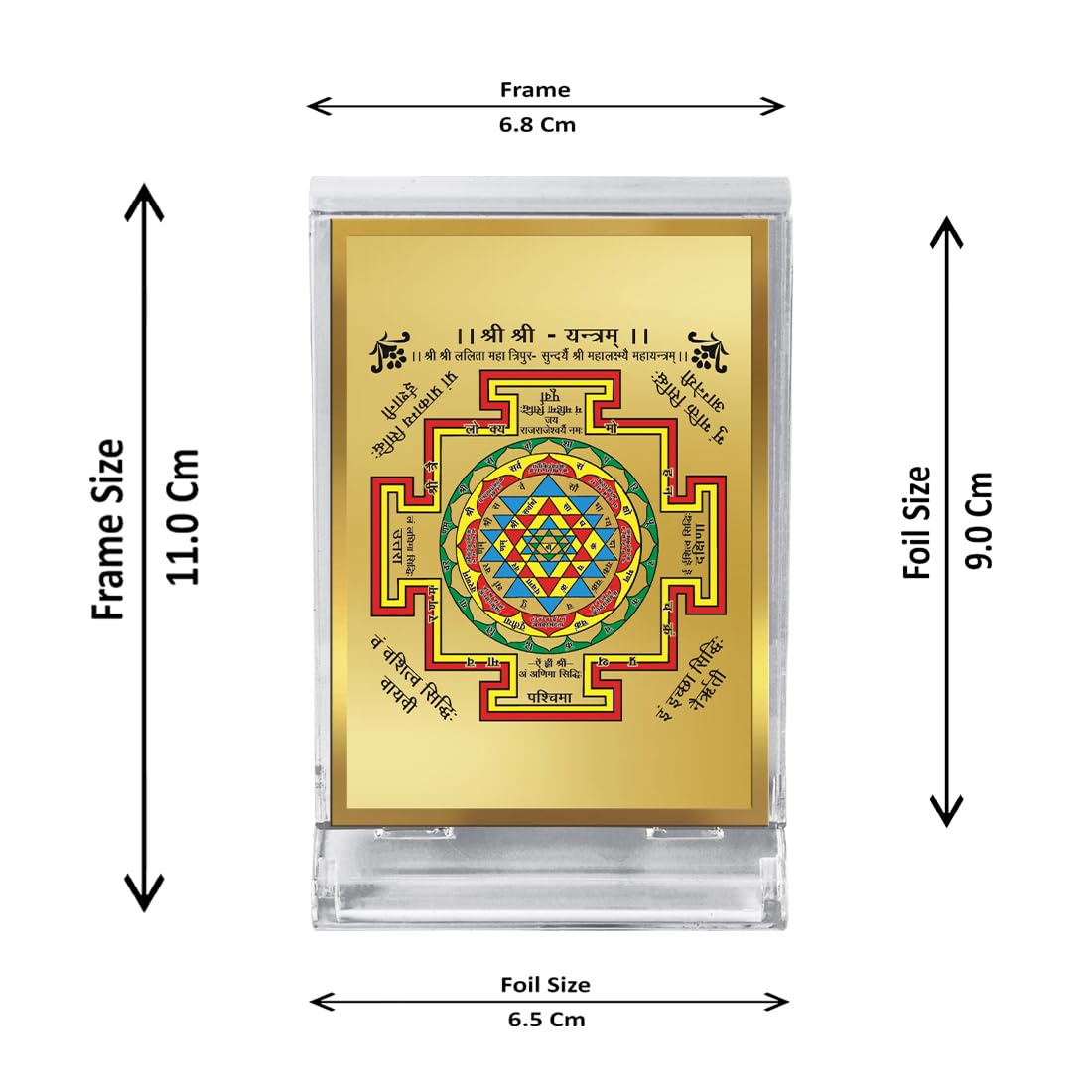 DIVINITI 24K Gold Plated Religious Car Dashboard Frame | Premium God Idol Frame for Car, Home Mandir & Office Table | Spiritual Gift, Decorative Showpiece | Shri Yantra