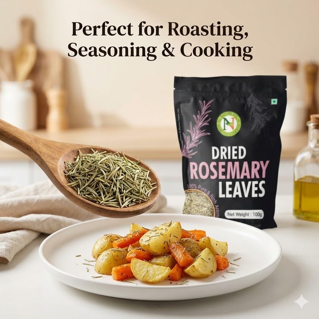 NatureVit Dried Rosemary Leaves 100g | 100% Natural, Pure & Aromatic Herb | For Cooking, Hair Growth, Tea & DIY Skincare | Suitable for Rosemary water and Rosemarry Oil preparation