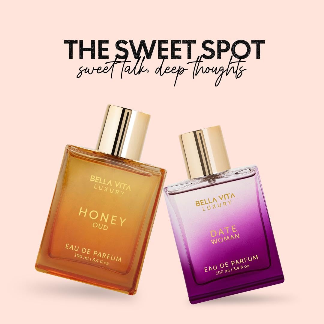 Bella Vita Luxury Honey Oud Unisex Liquid Eau De Parfum Date Woman Eau De Parfum With Pink Pepper Jasmine & Vanillapremium Long Lasting Floral & Fruity Fragrance For Women 100Ml