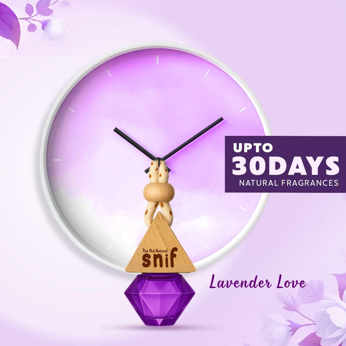The Old Natural Snif Diamond Hanging oil Car Perfume | Car Air Freshener with Refill Pack (Lavender Love 10ml + 15ml Refill Pack)
