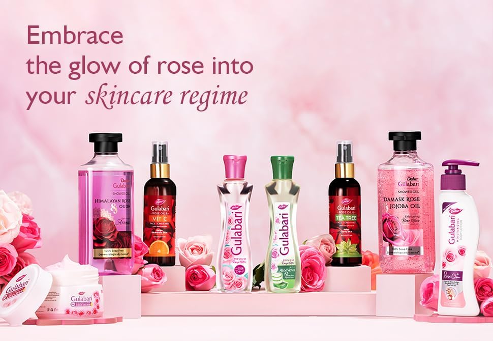 Dabur Gulabari Premium Rose Water/Face Toner - 400ml | No Paraben | Alcohol Free | Cleanses, Hydrates & Moisturises Skin | Balances & Restores Skin's pH Levels | For All Skin Types