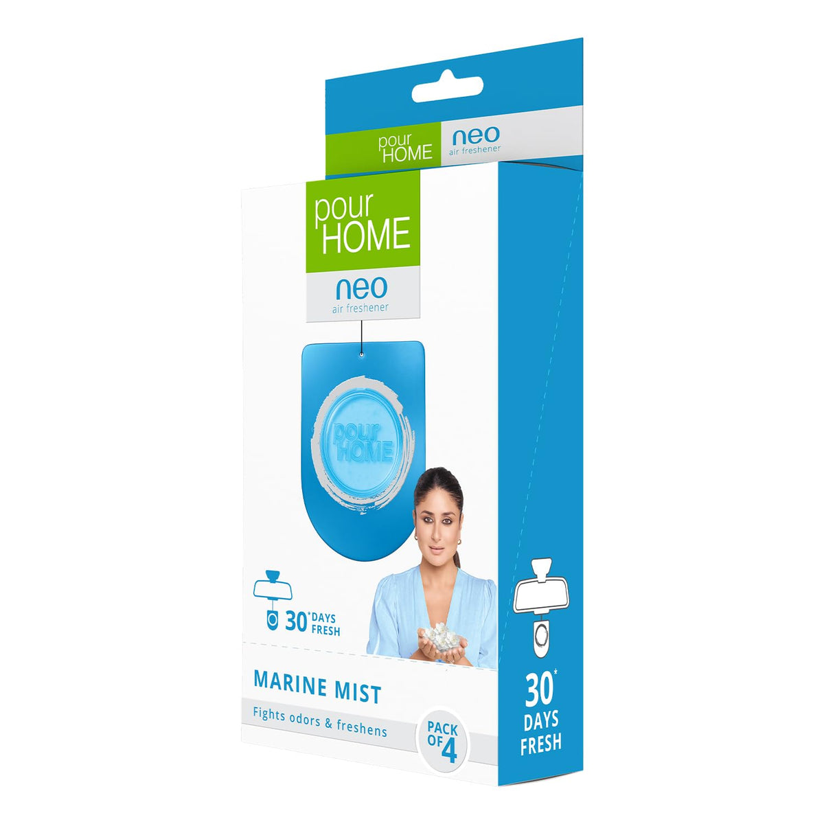 POUR HOME Marine Diffuser Neo Marine Mist Twist Air Freshener – Pack of 4 (30g Each) | Odor Eliminator, Long-Lasting Fragrance (4 x 7.5 ml)