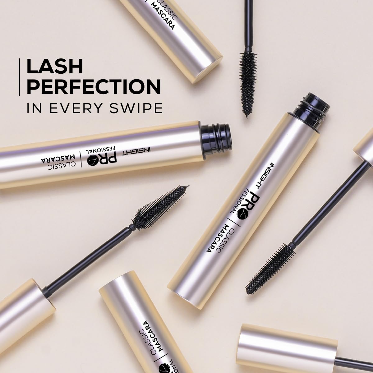 INSIGHT Professional Classic Mascara | Volumizing, Lengthening & Defining | Clump-Free | Smudge-Proof | Jet Black - 10g