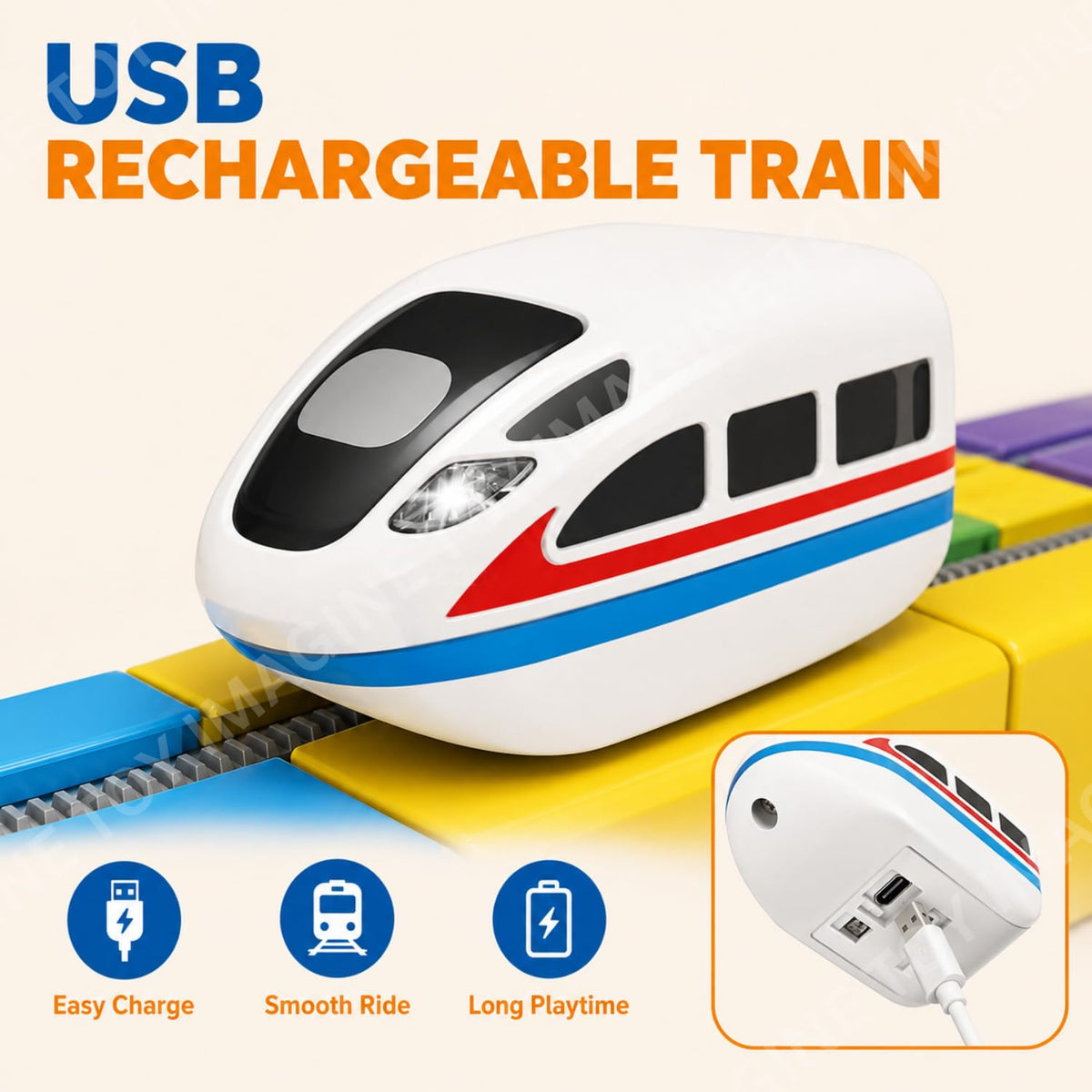 Toy Imagine Electric Train Track Set for Kids (51 Pcs)