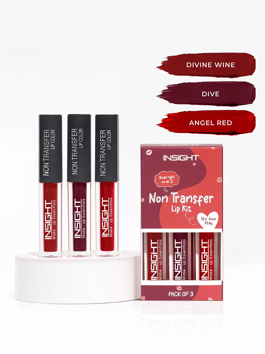 INSIGHT Non Transfer Liquid Lipstick Kit - Reds (Pack of 6) | Waterproof | Matte Finish | Transfer & Smudge Proof | Lightweight | 12 Hr Wear| Highly Pigmented 12 g