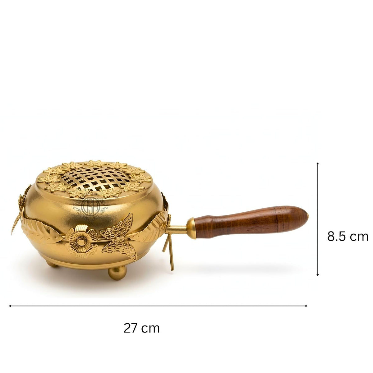DSH Home Purifying Incense Burner Loban Burner with Wooden Handle Dhoop Dhuni Burner Home Office Temple Prayer Butler.(L-7)