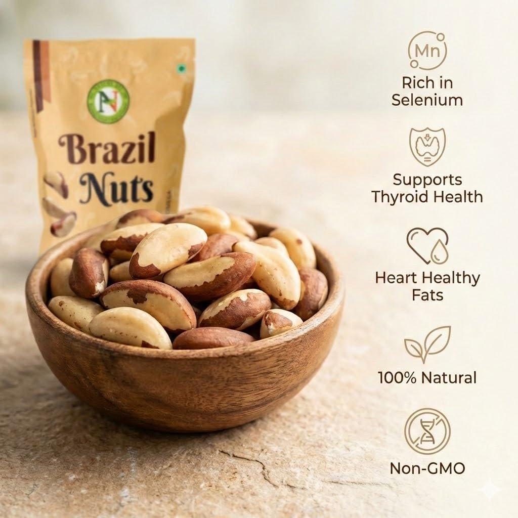 NatureVit Brazil Nuts 100g | Premium Whole Nuts | Rich in Selenium, Healthy Fats & Antioxidants | Keto-Friendly Superfood Snack