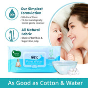 Mother Sparsh 99% Pure Water (72 Unscented Baby Wipes) - Super Thick Fabric (Pack of 4)