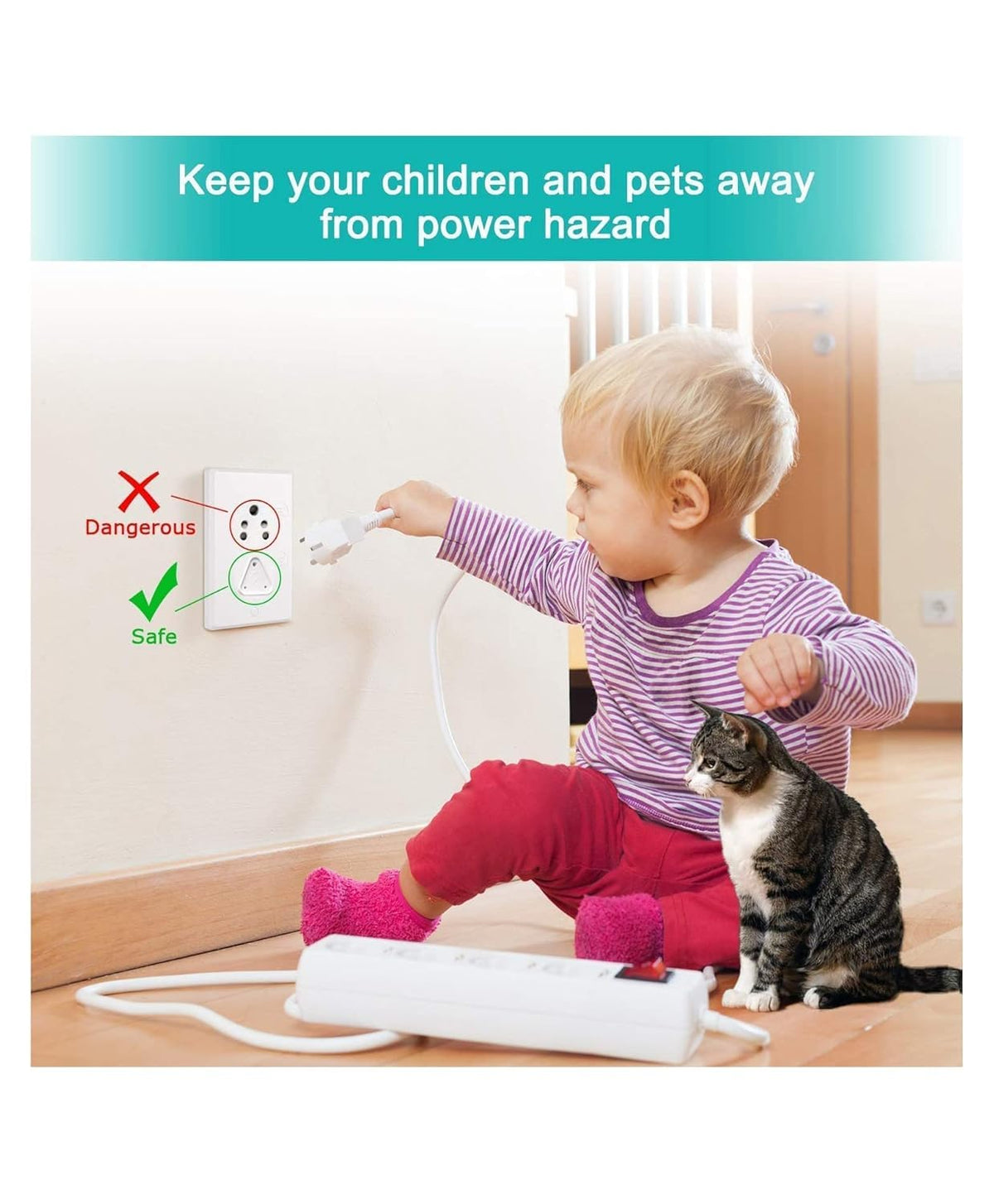 E-COSMOS Baby Safety Electric Socket Plug Cover Guards (Pack of 12) White