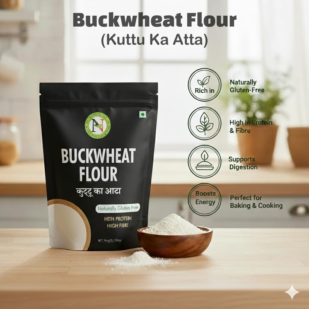 NatureVit Buckwheat, 400g | Kuttu Ka Atta | Gluten-Free Millet for Fasting, Cooking & Healthy Recipes | High in Fiber & Protein | Ideal for Navratri & Vrat | Freshly Packed