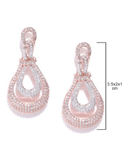Priyaasi Elegant American Diamond Earrings for Women | Stylish Drop Design | Rose Gold Earrings for Women | Fashion Jewellery for Party, Weddings, & Gifting