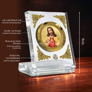DIVINITI 24K Gold Plated Religious Car Dashboard Frame | Premium God Idol Frame for Car, Home Mandir & Office Table | Spiritual Gift, Decorative Showpiece | Jesus Christ