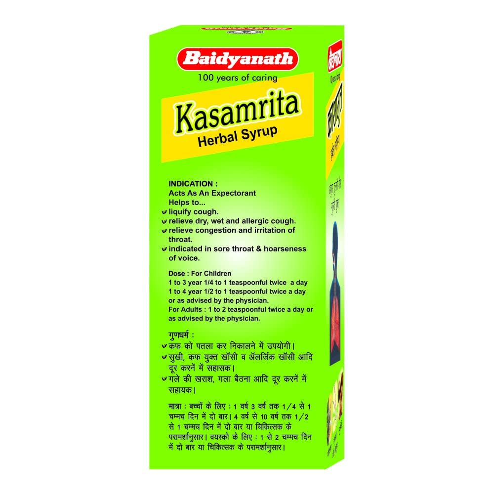Baidyanath Asli Ayurved Kasamrit Herbal I Ayurvedic Tonic For Cough And Cold I 100ml (Pack of 4)