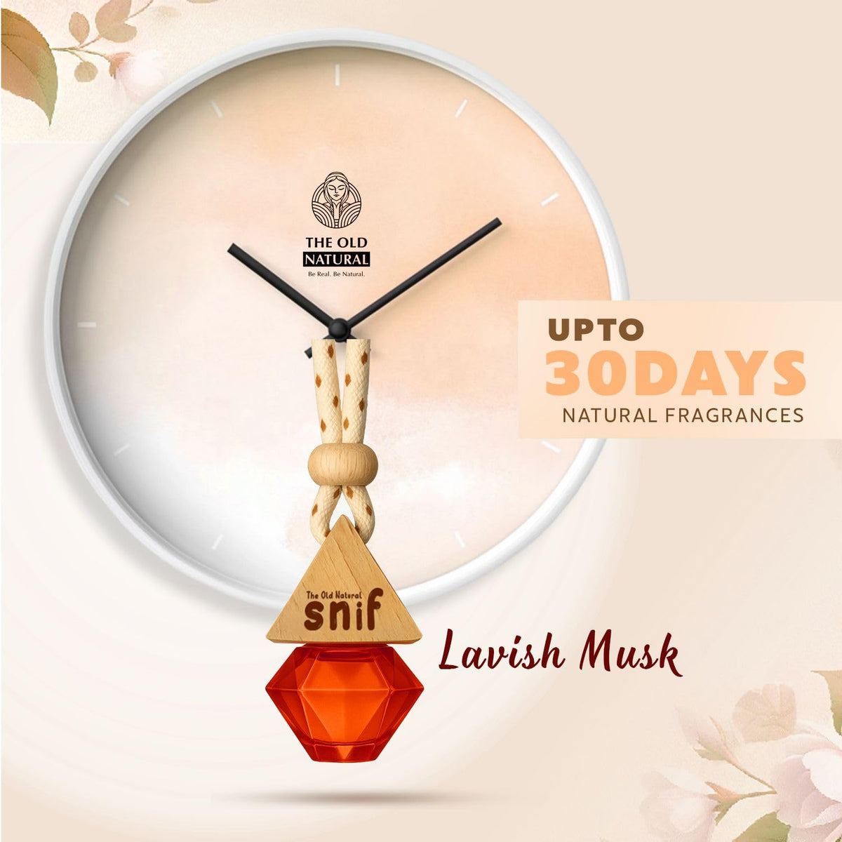 The Old Natural Snif Diamond Hanging Car Perfume | Car Air Freshener with Refill Pack (Lavish Musk 10ml + 15ml Refill Pack)