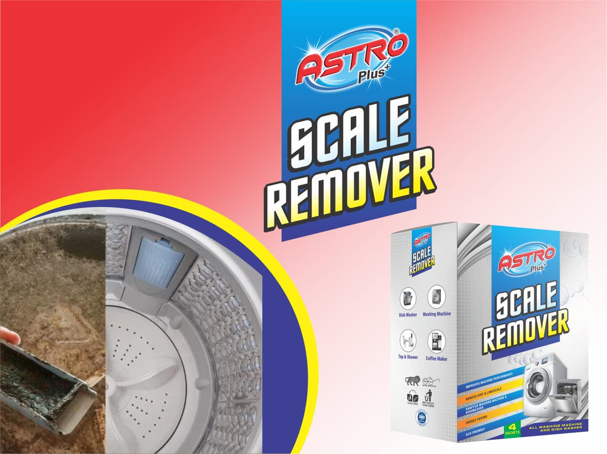 Astro Plus Scale Remover, Remover New Washing Machine Tub Cleaning Powder, Suitable For All Branded Top & Front Load Descaling (200 Grams) Mini Pack