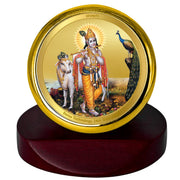 DIVINITI 24K Gold Plated Religious Car Dashboard Frame | Premium God Idol Frame for Car, Home Mandir & Office Table | Spiritual Gift, Decorative Showpiece | Krishna
