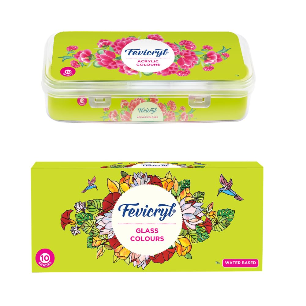Fevicryl Glass Colour kit and Sunflower Acrylic kit Combo | Art & Craft Kit | DIY | Ideal for Artists and Beginners, Gifting