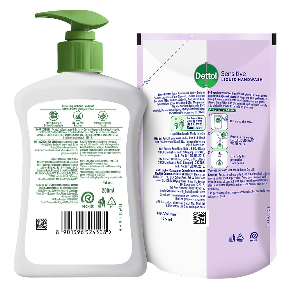 Dettol Liquid Handwash Original Germ Protection- 200 ml - 175 ml (Skincare)