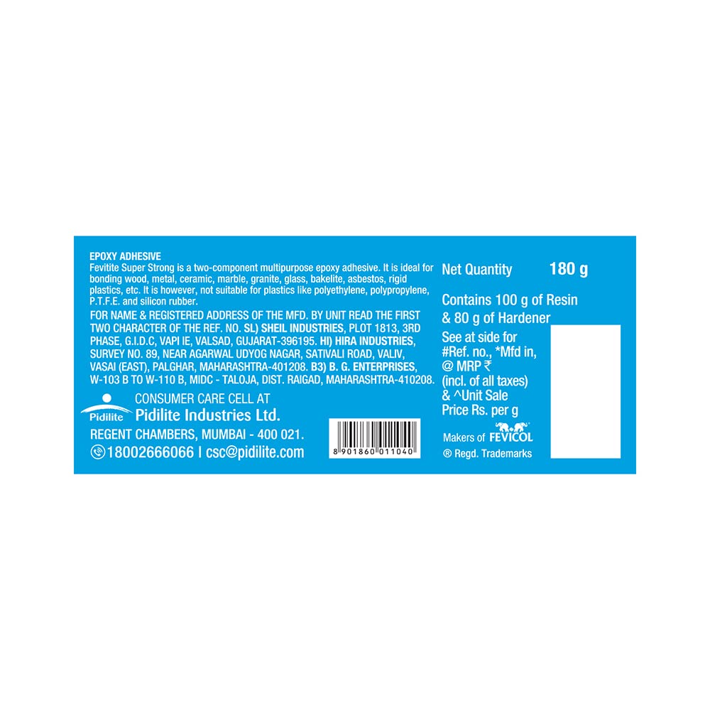 Pidilite FEVITITE SUPER STRONG EPX ADH[180 G]| Two Component (Resin and Hardener) Epoxy Adhesive. | Sets in 4 hours.