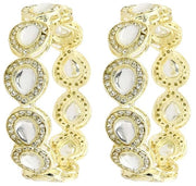 NMII Premium Silver Alloy Metal With Kundan Beads & Zircon Diamond Kada Bangles Set For Women & Girls | Designer Women's Kangan Chudi | Wedding, Party, Everyday, Occasion- Set Of 2 Kada