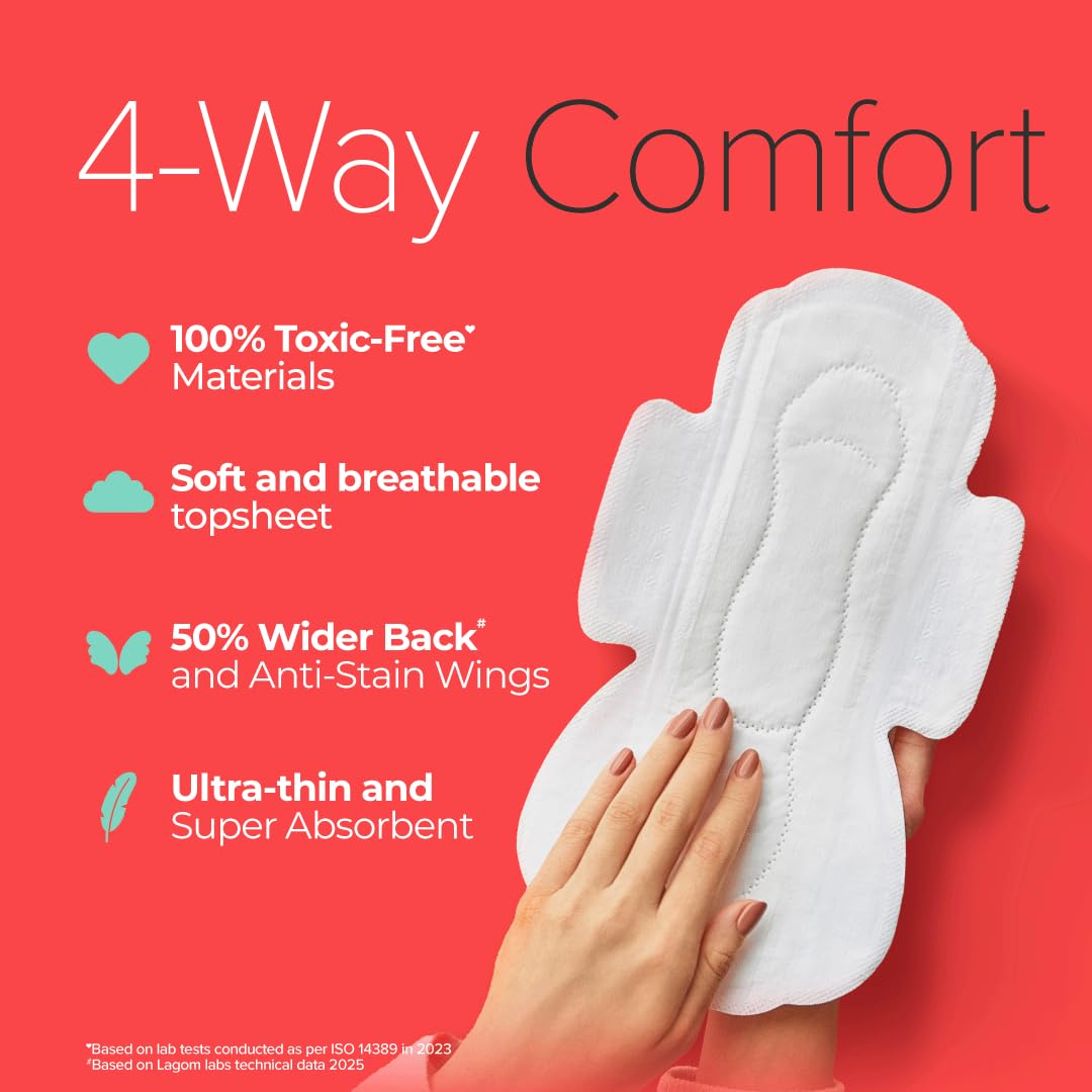 Nua Ultra Safe| 30 Medium Flow -XL | SUPER SAVER PACK | Leakproof & Toxic Free Sanitary Pad (Pack of 30)
