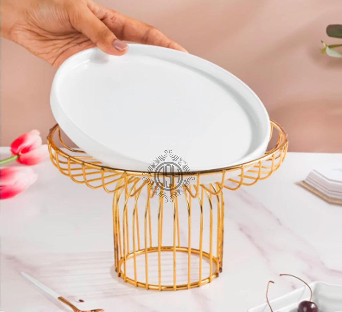 DSH Cake Stand for Cupcake Display Stand Multipurpose Round Dessert Stand for Birthday and Wedding Party. (White, Big)
