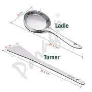 Parage 2 Pieces Stainless Steel Dosa Ladle & Turner/Palta Heavy Gauge | Dosa Making Spoon with Flat Base and Spatula | Kitchen Tools for Cooking (Size-20.5cm, 31.5cm, Silver)