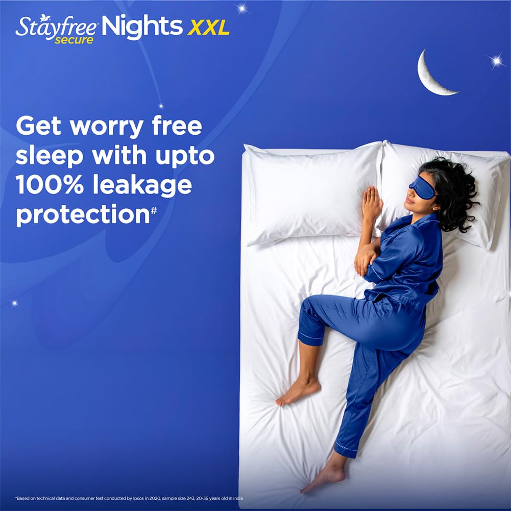 Stayfree Secure Nights XXL Sanitary Pads for Women | 98 Pads Combo Pack| Cottony Soft Cover | Upto 100% leakage protection | Buy XXL at XL price | Absorbs 2x Faster with Wider Back (SFSN40x2+20)