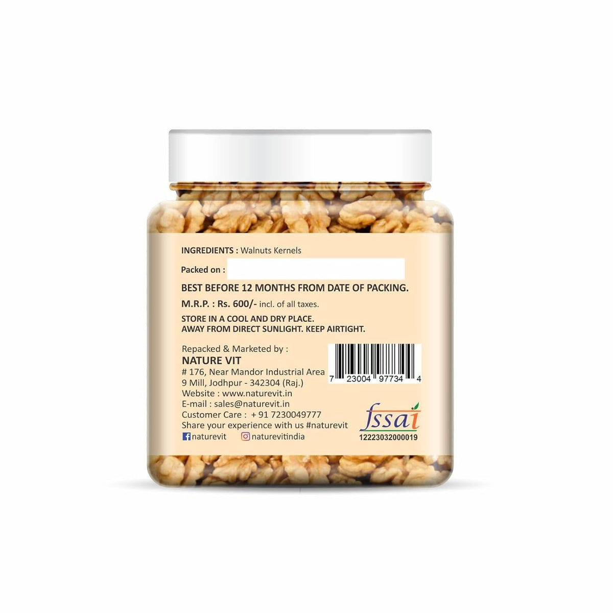 NatureVit Walnut Kernels (Akhrot Giri) 200g | Premium Light Halves | Rich in Omega-3, Protein & Antioxidants