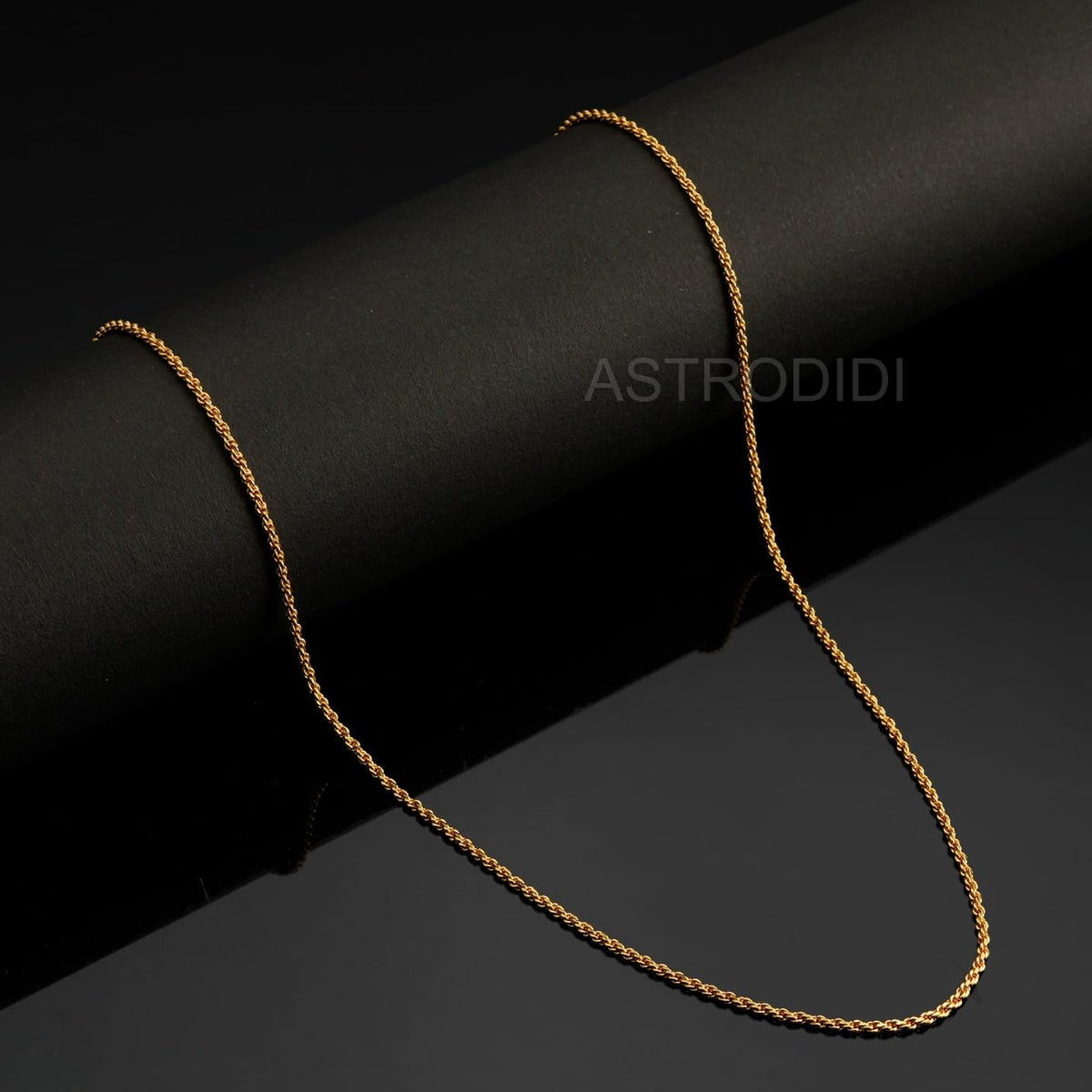 ASTRODIDI Gold Plated Chain | 24 Inch Stylish Light Weighted Golden Brass Neck Chain For Girls Women Men Boys (CHAIN-BALA-17)