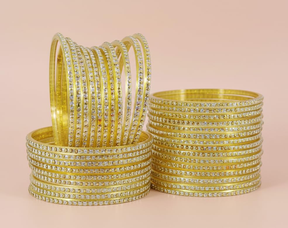 NMII Glass with Polka Dots & Glitter Stylish Fancy Bangles Set For Women & Girls | Glass Bangles | Traditional Women Bangles - Pack of 36 Bangle