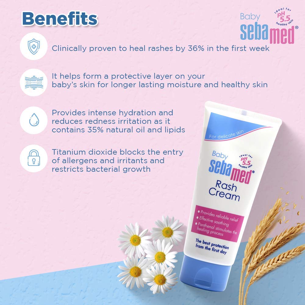 Sebamed Baby Rash Cream 100 ml|pH 5.5|Ideal for Diaper Rashes| Faster rash healing | (Pack of 2)