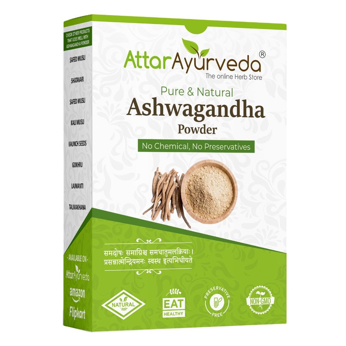 Attar Ayurveda Ashwagandha powder (100g) | Withania Somnifera | Helps fight anxiety and Stress and Improving vigor and vitality