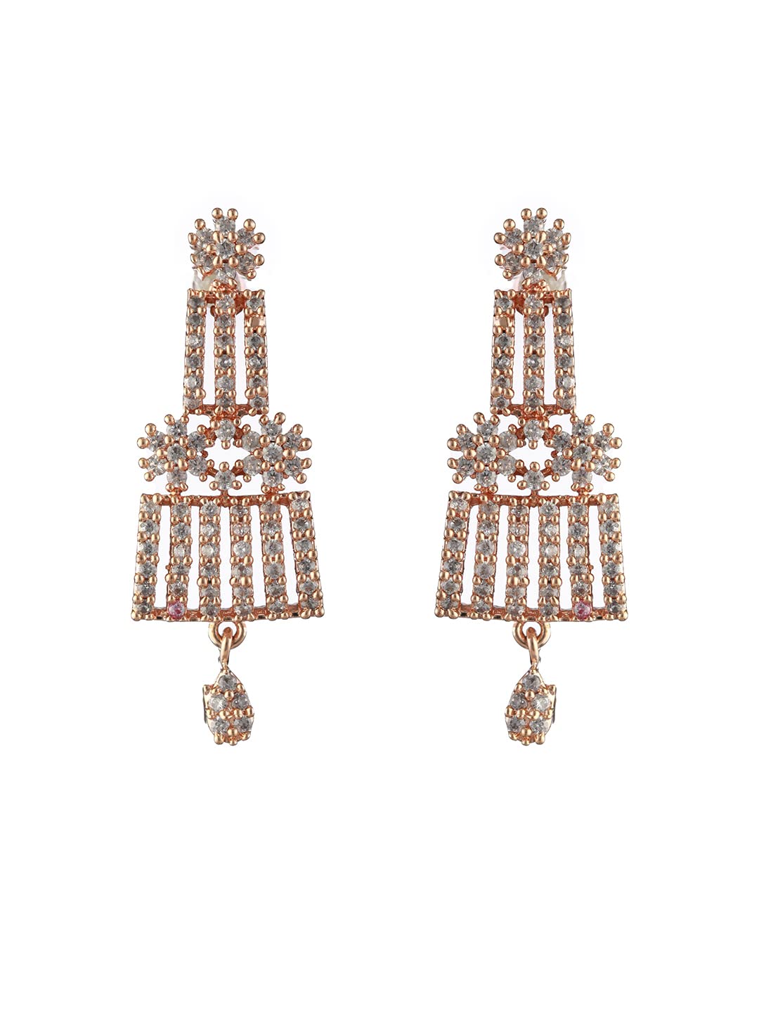 Priyaasi Elegant American Diamond Rose Gold-Plated Jewellery Set
