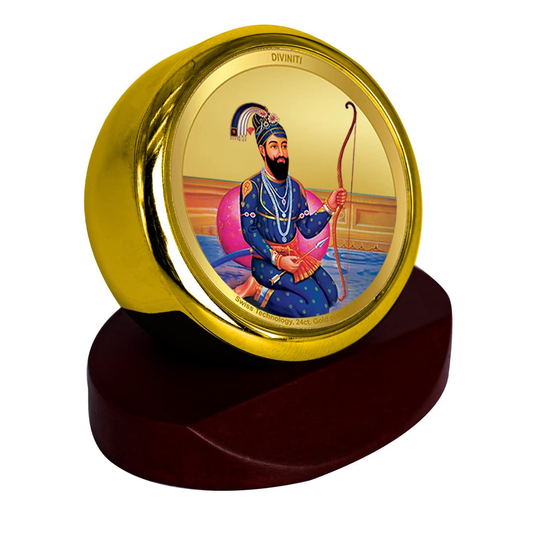 DIVINITI 24K Gold Plated Religious Car Dashboard Frame | Premium God Idol Frame for Car, Home Mandir & Office Table | Spiritual Gift, Decorative Showpiece | Guru Gobind Singh