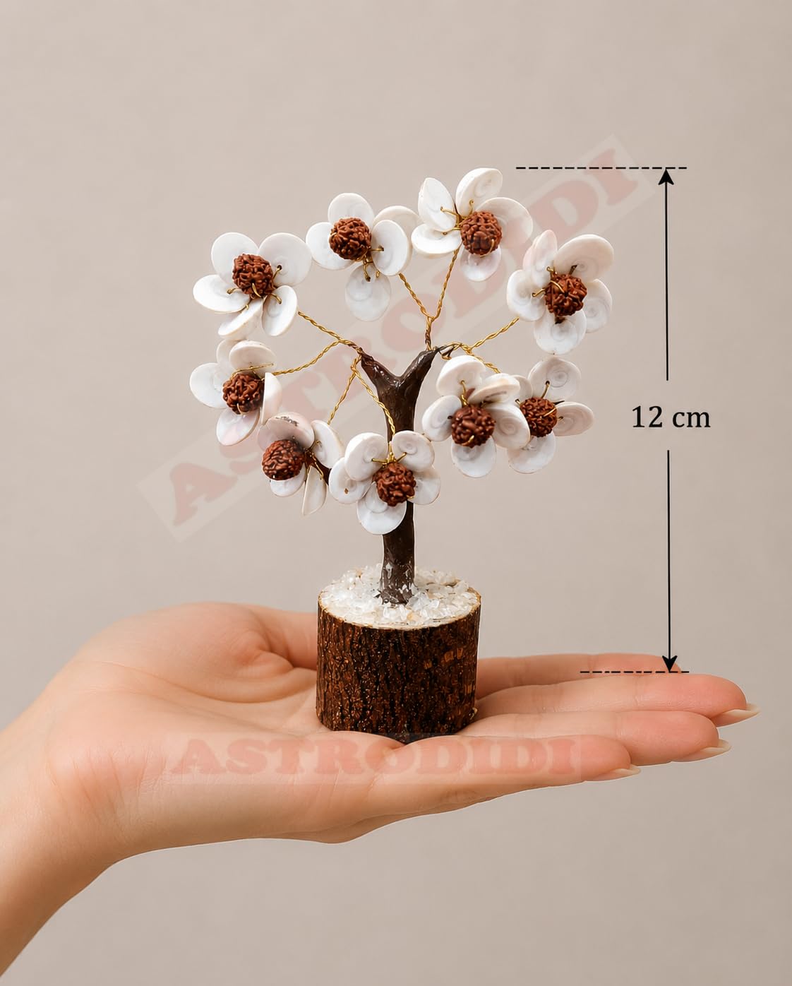 Astrodidi Gomti Chakra Stone & Rudraksha Beads Tree | Multicolour Spiritual Home Decor Gomati Stones Showpiece | Traditionally Associated with Prosperity and Good Fortune | Decorative Gift Item