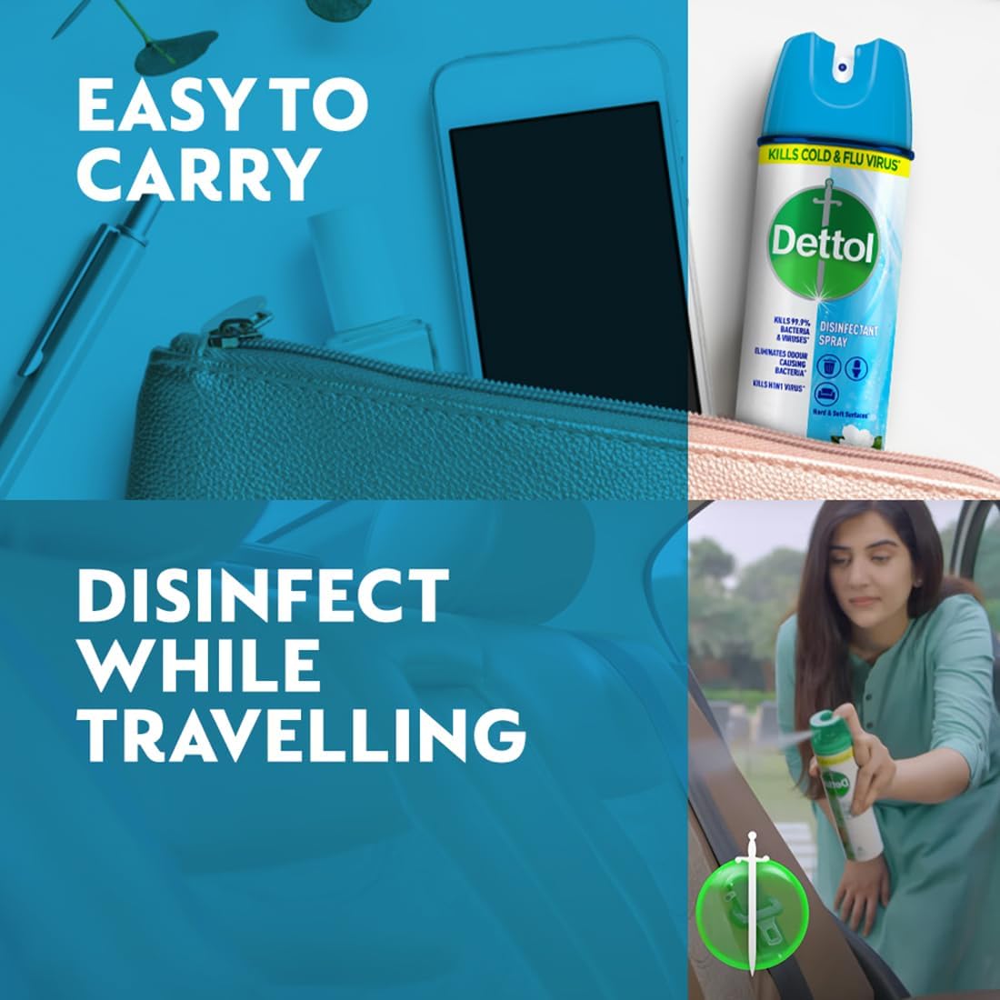 Dettol Multi-Surface Disinfectant Sanitizer Spray Bottle, 225ml-Pack of 3 (Spring Blossom)