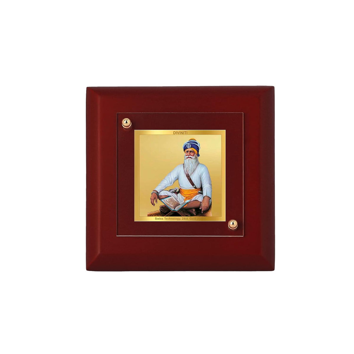 DIVINITI Baba Deep Singh Ji 24K Gold Plated MDF Photo Frame|Premium Religious Table Top Frame for Home, Office & Prayer Room|Luxury Spiritual Gift Item for Housewarming, Festive Gifting|10 x 10 CM