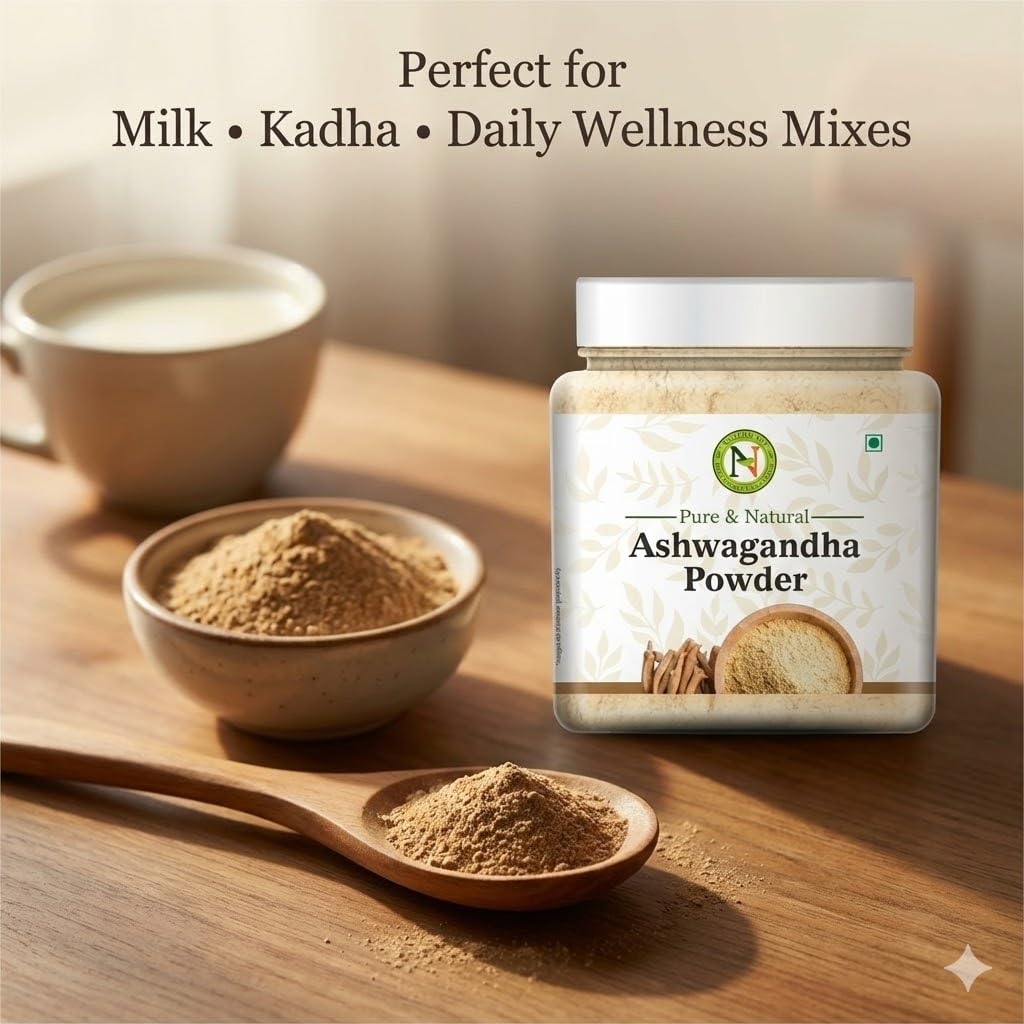 NatureVit Ashwagandha Root Powder | No Added Preservative | Helps Fight Anxiety and Stress | Ashwagandha Podi/Amukkara Kizhangu/Asvagandha Churna (250g [Jar Pack])
