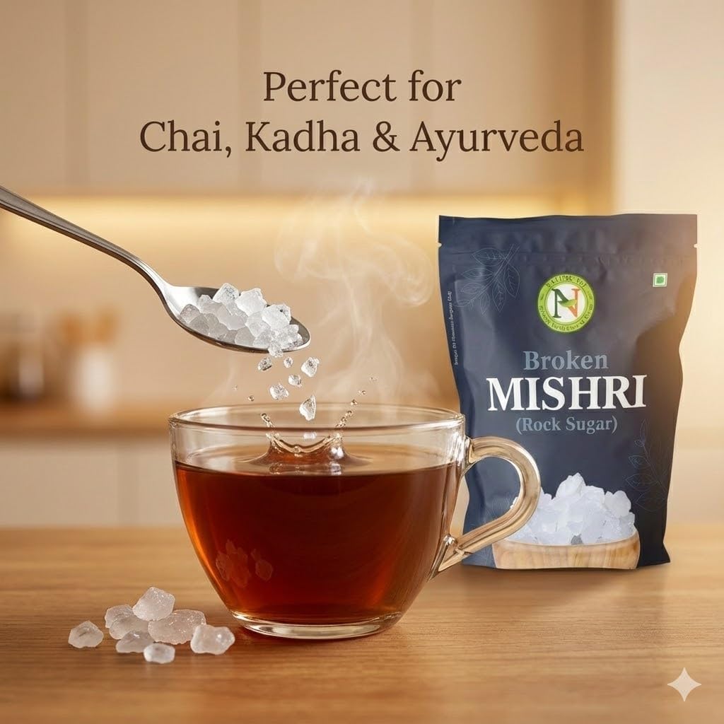 NatureVit Broken Mishri 400 Gram | Rock Sugar Crystals | Pure & Natural Mishri Tukda | No Thread | Ideal for Prasad, Digestion & Sweet Cravings