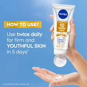 NIVEA Super 10 Youth Body Serum Lotion 170ml | Niacinamide Retinol 120X Vitamin C Body Lotion SPF15 Daily Sunscreen | Skin Tightening, Lightweight, Fast Absorbing Moisturizer | Youthful & Firm Skin in 5 Days
