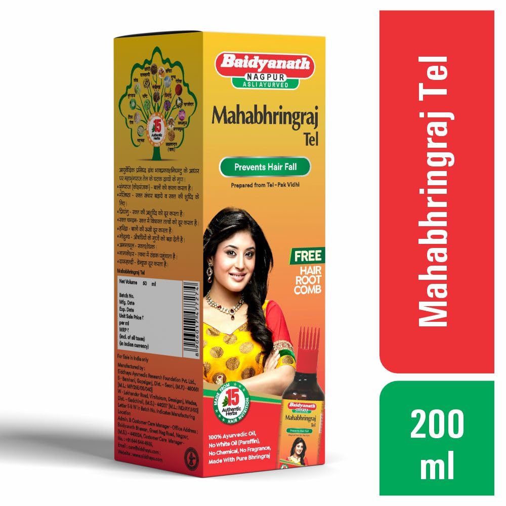 Baidyanath Asli Ayurved Mahabhringraj Oil | Ayurvedic Hair Oil - 200 Ml