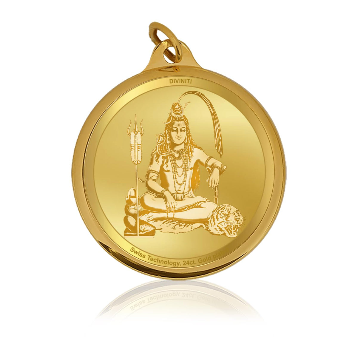 DIVINITI 24K Gold Plated Double-Sided Religious Pendant with Premium Gift Box, Spiritual Locket for Men & Women, Devotional Jewellery for Gifting & Everyday Wear | Shiva & Om Namah Shivay-1